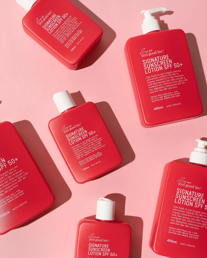 We Are Feel Good Inc Signature SPF 50+ Sunscreen – 400ml by We are feel good Inc.. Shop Meriton Suites