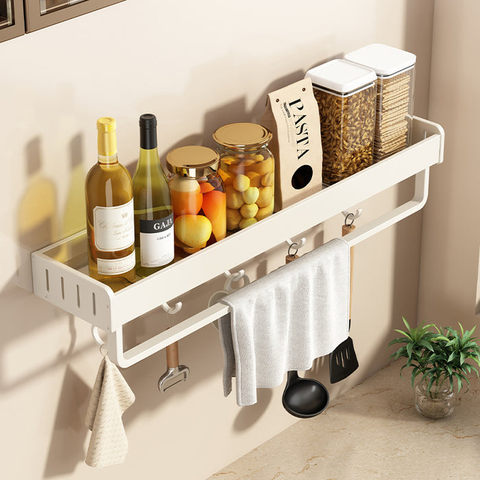 White Wall-Mounted No-Drill Kitchen Spice Rack Set