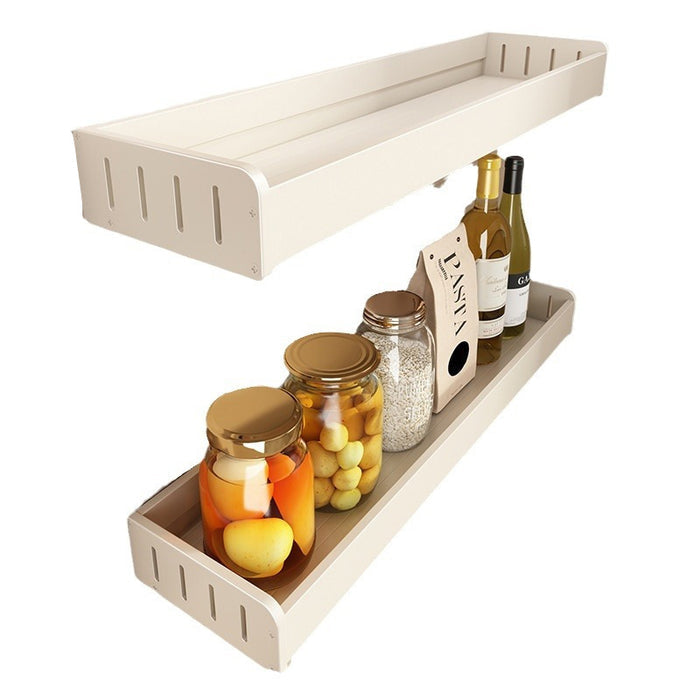 White Wall-Mounted No-Drill Kitchen Spice Rack Set