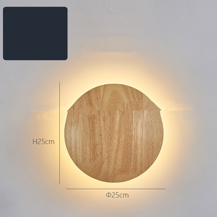 Wood Accent Wall Lamp – Round, Warm light, S