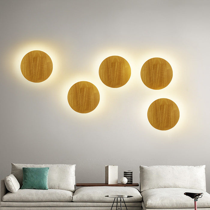 Wood Accent Wall Lamp – Oval, Warm light, S