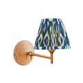 Wood Fold Wall Light & Ikat 16cm Marlin Blue Shade by Endon Lighting — suits living rooms, bedrooms & hallways