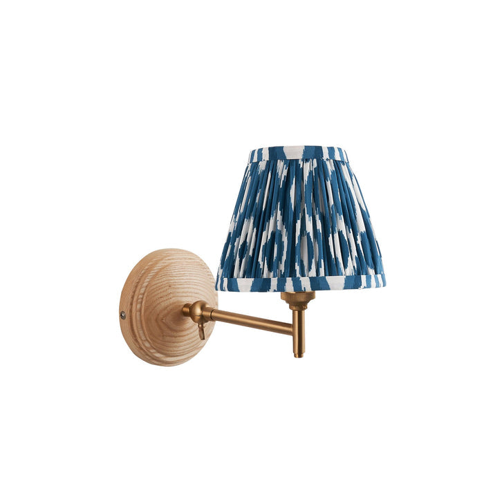 Wood Fold Wall Light & Ikat 16cm Marlin Blue Shade — lifestyle setting