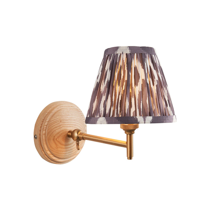 Wood Fold Wall Light & Ikat 16cm Pearl Grey Shade — alternate view