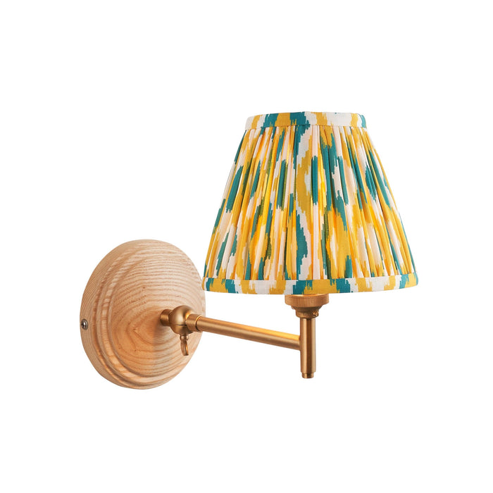 Wood Fold Wall Light & Ikat 16cm Yellow & Jade Shade — alternate view