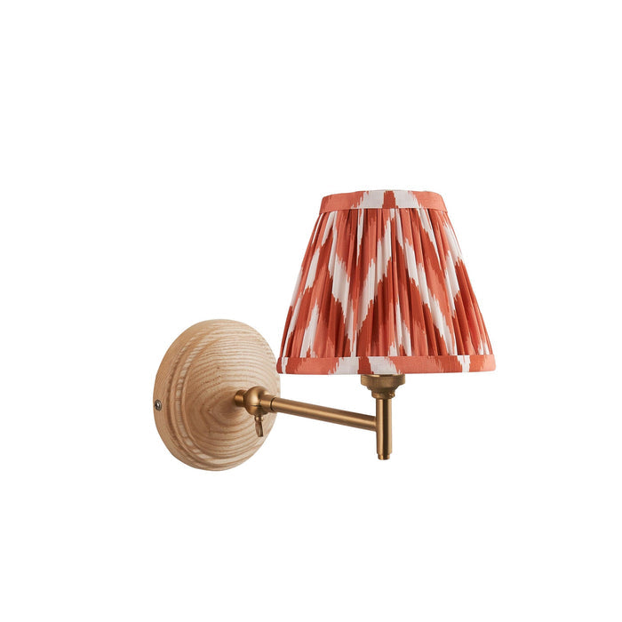 Wood Fold Wall Light & Zigzag 16cm Apricot Orange Shade — lifestyle setting