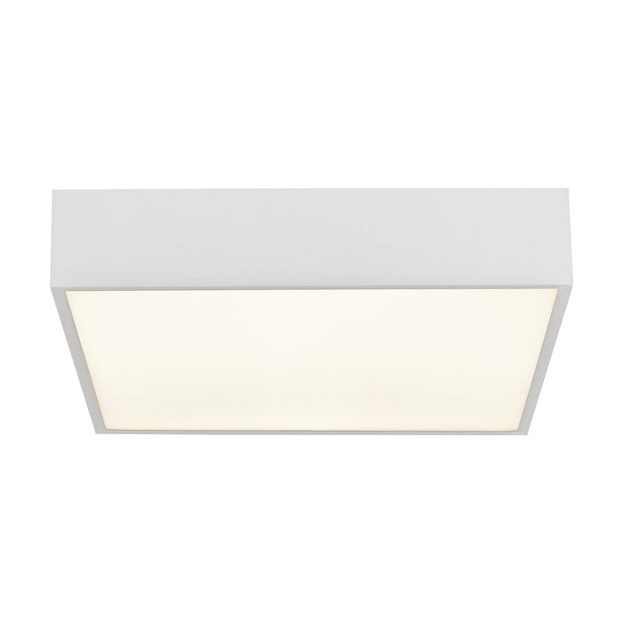 Zeus white square bathroom flush ceiling light with an evenly glowing diffuser