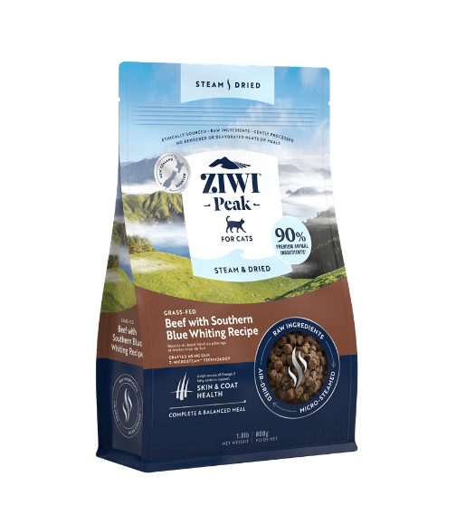 ZIWIPEAK Steam Dried Cat Food Beef with Southern Blue Whiting