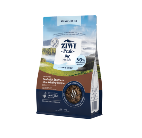 ZIWIPEAK Steam Dried Cat Food Beef with Southern Blue Whiting